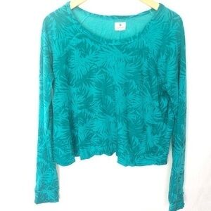 Sundry Green Palm Tree Leaves Sweater Crop 3